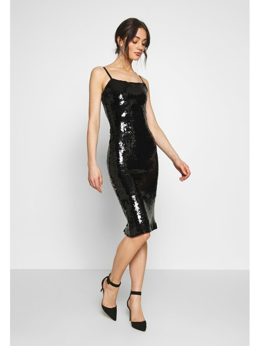 NWT Good American Sequin Bodycon Midi Dress Size 0 Spaghetti Strap